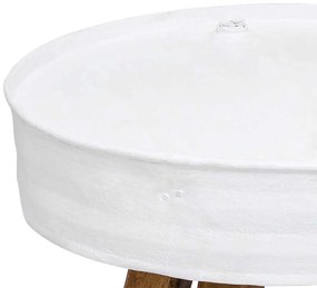 Mesa de centro 60x45 cm madeira recuperada maciça branco