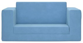 Sofá-cama infantil de 2 lugares pelúcia azul