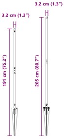 Postes de Cerca vidaXL com Ponta 26 pcs Ø32 mm 160 cm Aço Galvanizado