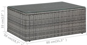 4 pcs conjunto lounge de jardim c/ almofadões vime PE cinzento