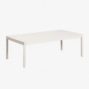 Rectangular 110x60 Cm Boleni Aluminum Garden Coffee Table Branco Glacial - Sklum