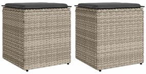 Bancos de jardim almofadas 2unid 40x40x43cm vime PE cinza claro