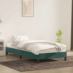 Estrutura de cama sem colchão 90x220 cm veludo verde-escuro