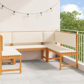 Conjunto de Jardim com 5 Peças e Almofadas em Madeira Sólida de Acácia