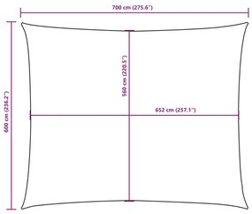 Para-sol estilo vela tecido oxford retangular 6x7 m castanho