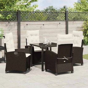 Conjunto de Jantar de Jardim com 5 Peças e Almofadas - Rattan Poliéste