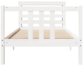 Estrutura de cama com cabeceira 100x200cm pinho maciço branco