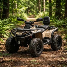 Moto eletrica para crianças 1 a 5 anos,  2 lugares 12V CAN-AM Outlander rodas Borracha Caqui
