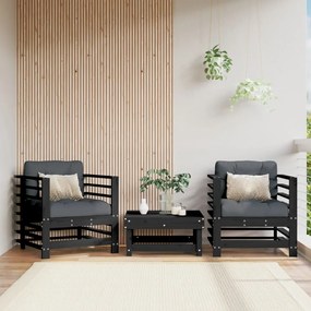 Cadeiras de jardim 2 pcs madeira de pinho maciça preto