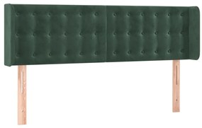 Cabeceira cama c/ luzes LED veludo 147x16x78/88 cm verde-escuro