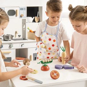 Conjunto de Comidas de Brincar Infantil de Madeira - Vegetais