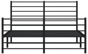 Estrutura de cama com cabeceira e pés 140x190 cm metal preto