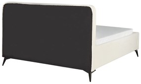 Cama de casal em tecido bouclé creme 160 x 200 cm VALOGNES Beliani