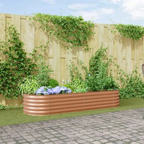 vidaXL Cama Elevada de Jardim Castanha com Aparência de Madeira 240x80x44 cm Aço