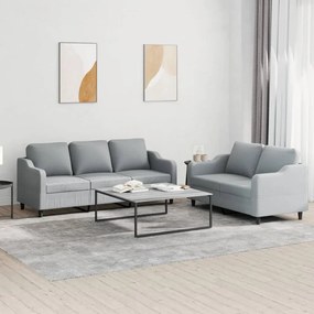 3201834 vidaXL 2 pcs conjunto de sofás com almofadões tecido cinzento-claro