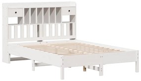 Cama com estante sem colchão 140x190 cm pinho maciço branco