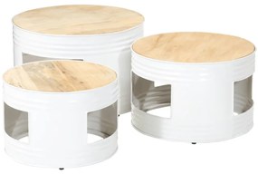 Mesas de bar formato de tambor 3 pcs mangueira áspera maciça