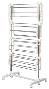 Estendal de Roupa tipo Pendurador Móvel Branco e Aço Inoxidável (80-142) x 55 x 178 cm