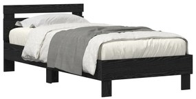 Cama vidaXL com Luzes LED Carvalho Preto 90x200 cm Madeira Reforçada