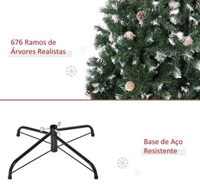 HOMCOM Árvore de Natal Artificial 150cm com 676 Ramas e 41 Pinhas Folh