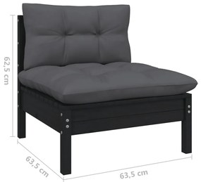 14 pcs conjunto lounge de jardim c/ almofadões pinho preto