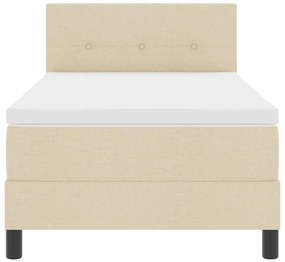 Cama Box com Colchão e LED Creme 90x200 cm Tecido