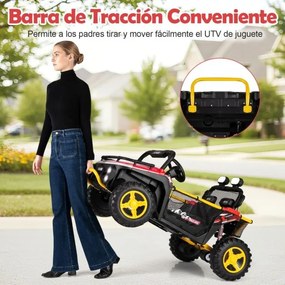 Carro elétrico para crianças 24V 2 lugares com controle remoto, música, luzes e conexão sem fio, buzina Vermelho