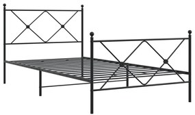 Estrutura de cama com cabeceira e pés 107x203 cm metal preto