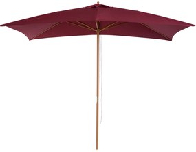 Outsunny Chapéu de Sol de Jardim com Sistema de Polia Teto Ventilado e Mastro de Madeira para Terraço Pátio Exterior 2,95x2x2,55m Vinho
