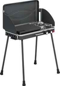 Grelhador a Gás Portátil 2 em 1 Barbecue a Gás Propano 20.000 BTU de Mesa ou de Pé 61x47x88 cm Preto