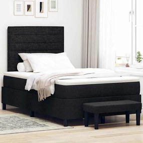 vidaXL Cama com Box Spring com Colchão e Banco Preto 120x190 cm Tecido