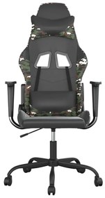 Cadeira gaming massagens couro artificial preto e camuflagem