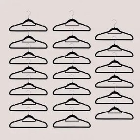 Pack De 20 Cabides Em Veludo Palou Preto - Sklum