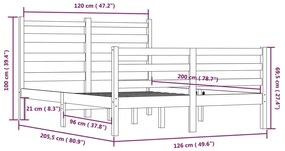 Estrutura de cama 120x200 cm pinho maciço branco