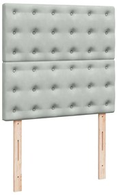 Cama com molas/colchão 90x190 cm veludo cinza-claro