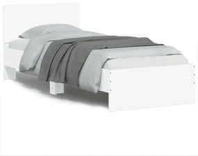 Estrutura de cama com cabeceira e luzes LED 75x190 cm branco