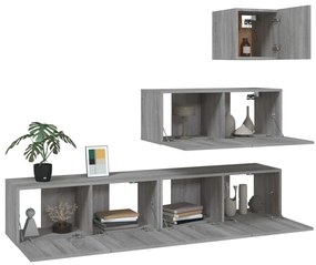 Conjunto móveis de TV 4 pcs madeira processada sonoma cinza