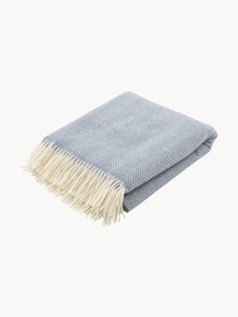 Manta em lã com padrão de espinha de peixe e franjas Tyrol