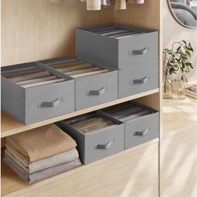 Conjunto de 6 organizadores para roupeiro, 42 x 30 x 17 cm, Cinzentos