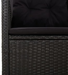 2 pcs conjunto lounge de jardim c/ almofadões vime PE preto