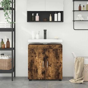 vidaXL Gabinete para lavatório de banheiro com porta Carvalho fumado