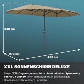 Guarda-sol duplo 460x270 cm Proteção UV 80+ com Capa proteção taupe