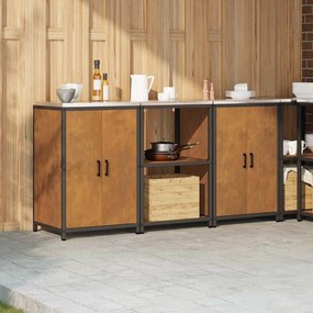 Conjunto de Armazenamento de Cozinha 3 pcs Ferro Enferrujado