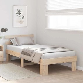 Estrado de Cama com Cabeceira 90x190 cm Madeira Maciça de Pinho