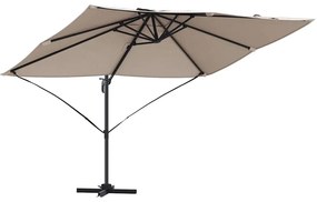 Guarda-Sol Cantilever Roma Taupe 352x251x260 cm de Alumínio
