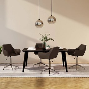 Cadeiras de jantar giratórias 4 pcs tecido castanho