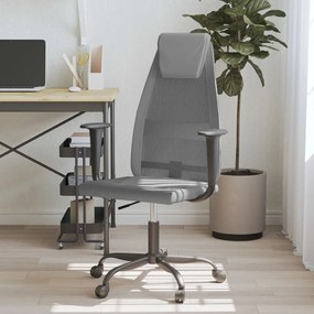vidaXL Cadeira escritório tecido malha/couro art. regulável cinza