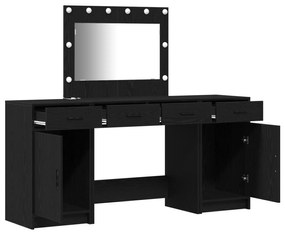 Conjunto de Maquiagem de 3 Peças vidaXL com LED Preto em Madeira Sinté