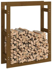 Suporte para lenha 80x25x100 cm pinho maciço castanho mel