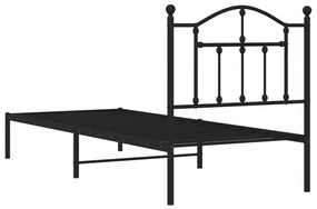 Estrutura de cama com cabeceira 80x200 cm metal preto